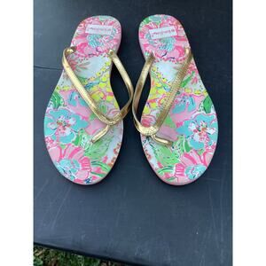 Lilly Pulitzer for Target Women’s Flip Flops Size 9 Nosey Posey Multicolor